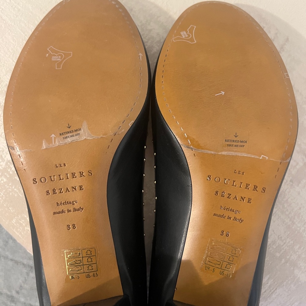 Sezane Low Palermo Women's Shoes Heels- US 7/EU 38/UK 5, Black Leather - NWOT - Picture 3 of 7